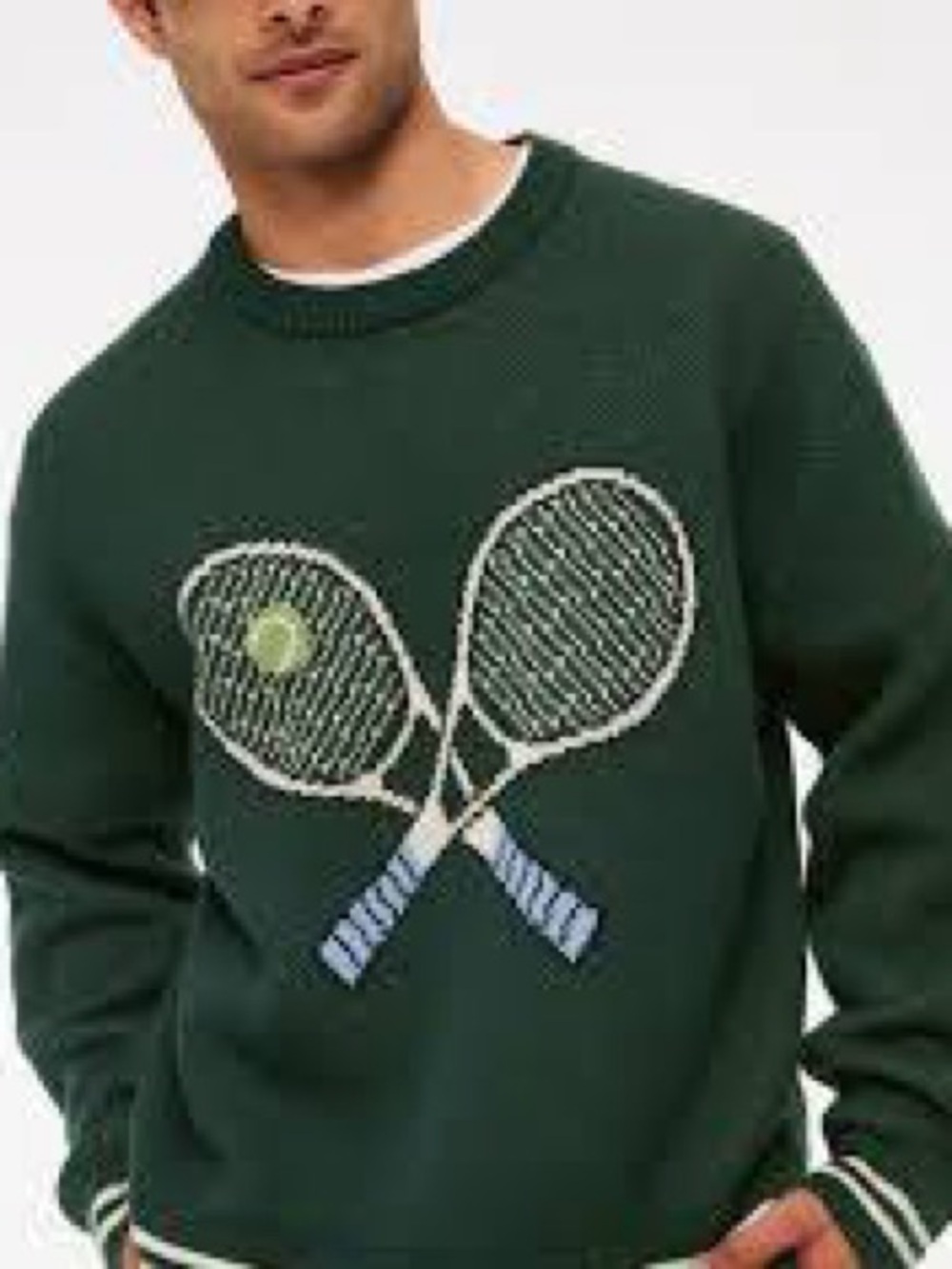 Abercrombie & Fitch Oversized Tennis Racket Graphic Crew Sweater